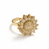 Anillo girasol antiestrés dorado de acero inoxidable con circonitas Inaya