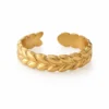 Anillo de hojas dorado ajustable de acero inoxidable Inaya Complementos