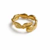 Anillo Olivia hojas dorado de acero inoxidable ajustable Inaya
