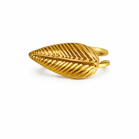 Anillo Selene hoja dorado de acero inoxidable ajustable