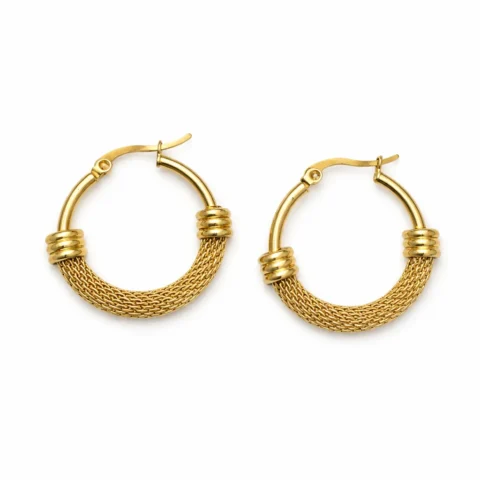 aros dorados trenzados acero inoxidable Linked