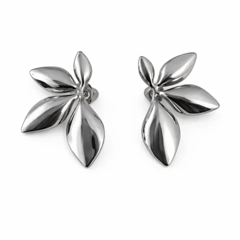 pendientes orquídea acero inoxidable plateado fondo blanco