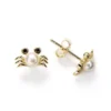 Pendientes mini cangrejo oro con perla fondo blanco