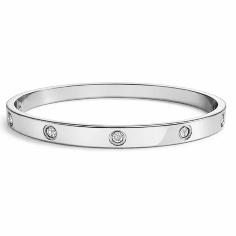 Pulsera Lumi de acero inoxidable plata con circonitas fondo blanco