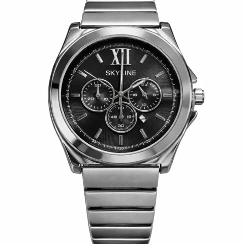 reloj skyline classic horizon steel de acero inoxidable con esfera negra
