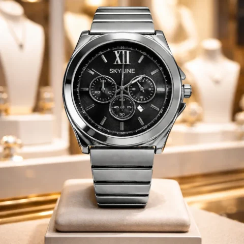 reloj skyline classic horizon steel de acero inoxidable en escaparate elegante