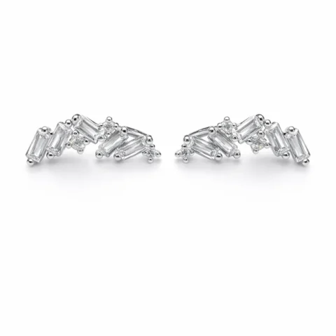 Trepador Glow plateado en acero inoxidable con circonitas sobre fondo blanco