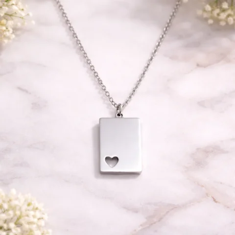 Collar Chapa Amor Plateado