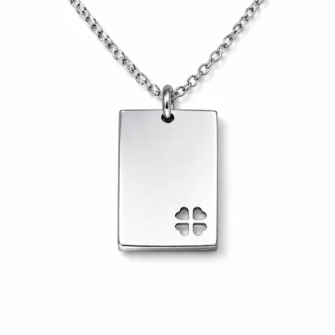 Collar Chapa Trébol Plateado