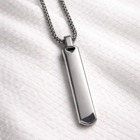 collar chapa acero inoxidable plateado estilo minimalista Urban One