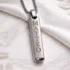 collar personalizado chapa con grabado en acero inoxidable plateado