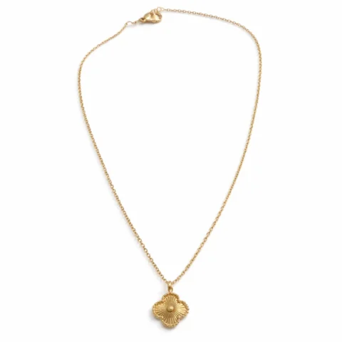 collar flor dorado acero inoxidable colgante floral minimalista