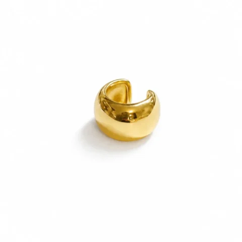 Ear cuff dorado con circonitas Lía Lumière sobre fondo blanco