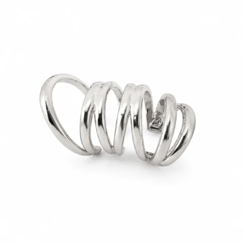 ear cuff Lía Wrap plateado sin perforación en acero inoxidable 316L sobre fondo blanco