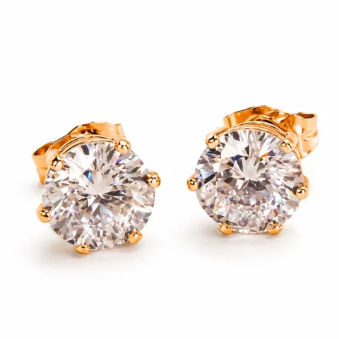 Pendiente Glow Stud 9 mm circonita brillante fondo blanco