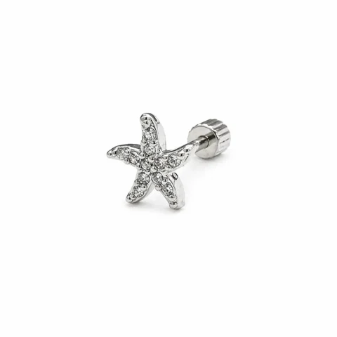 piercing estrella de mar plateado Nexa Ocea acero 316L fondo blanco