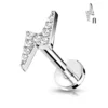 Piercing Labret Auralis Rayo plateado sobre fondo blanco