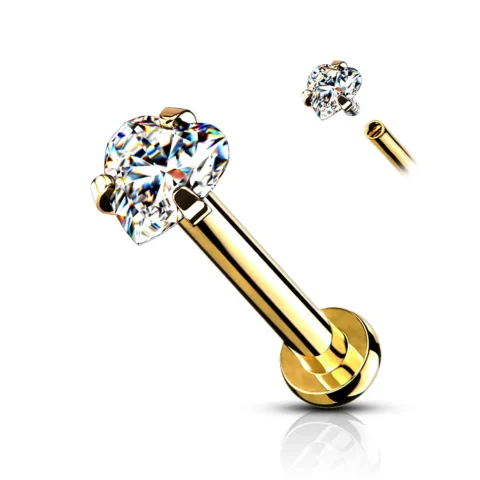 Labret Lumina Heart dorado con circonita corazón