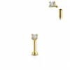 Labret dorado con circonita de 2 mm en acero 316L