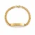 Pulsera Élya Eternal dorada grabable en acero inoxidable sobre fondo blanco