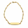 Pulsera dorada con placa grabable personalizada en acero 316L diseño minimalista unisex