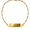 Pulsera dorada con placa grabable Nexo Identidad en acero inoxidable con grabado personalizado