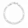 Pulsera Pure Figaro de Plata de Ley 925 de 5 mm sobre fondo blanco.