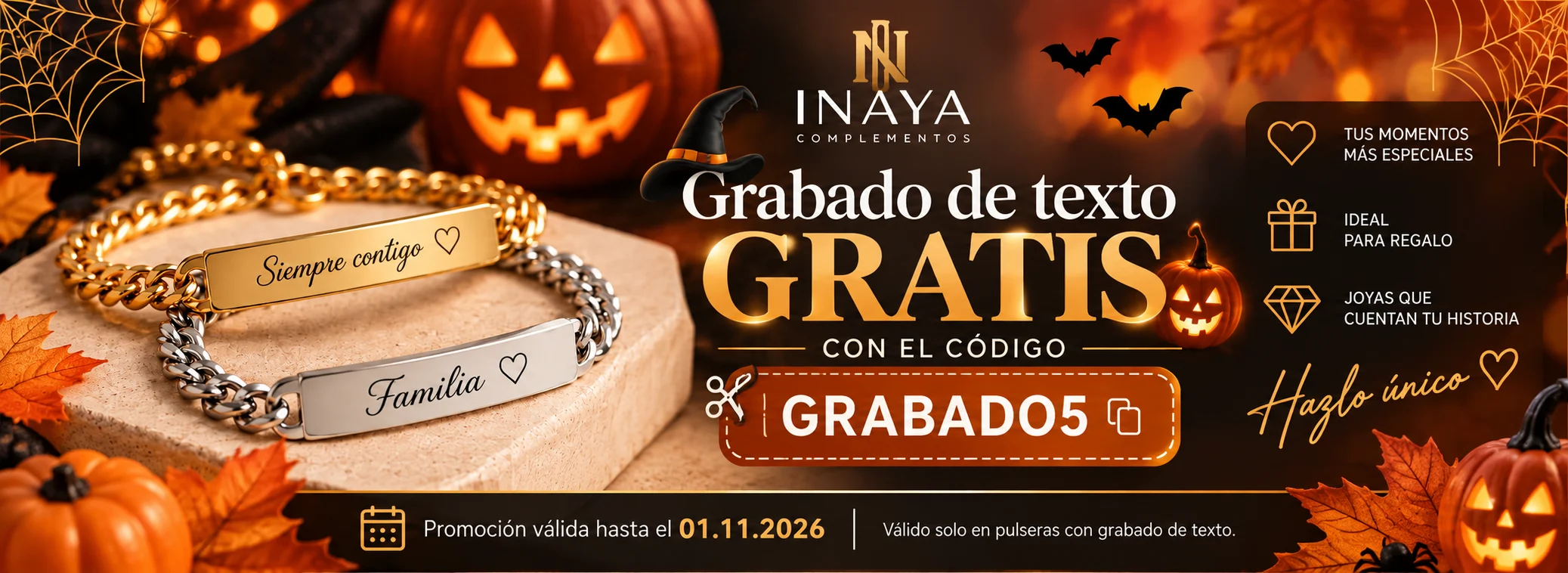 Pulseras grabadas con espíritu de Halloween